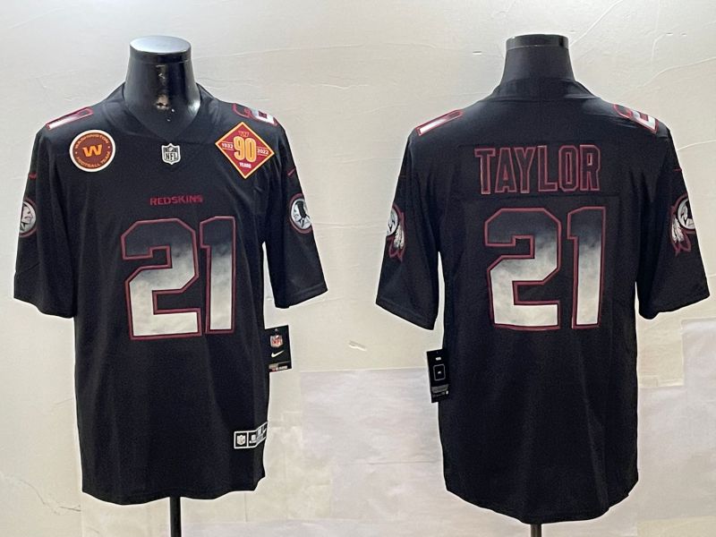 Men Washington Redskins 21 Taylor Black Nike Smoke Fashion 2024 Limited NFL Jersey style 4